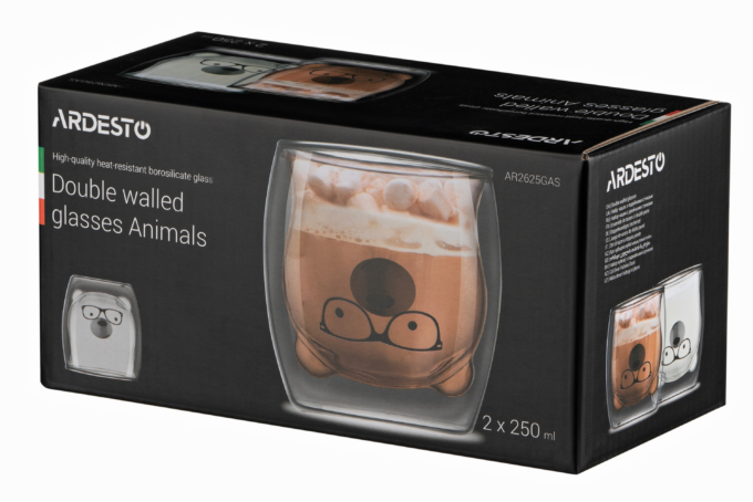 Набір чашок Ardesto Animals з подвійними стінками AR2625GAS