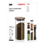 Jar Ardesto Fresh, 1150 ml, glass, plastic, silicone