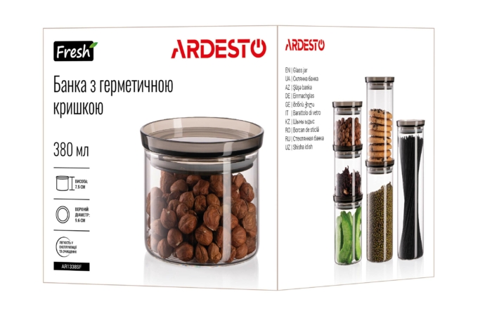 Jar ARDESTO Fresh, 380 ml, glass, plastic, silicone AR1338SF