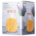 Jar ARDESTO Fresh Hourglass 1100 ml, glass, bamboo AR1311BH