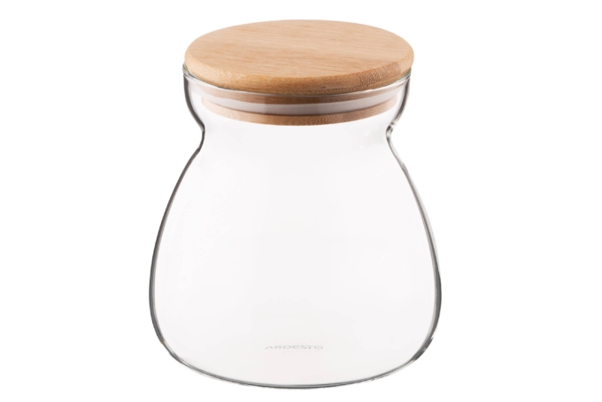 Jar ARDESTO Fresh Hourglass 700 ml, glass, bamboo AR1370BH