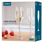 ARDESTO Champagne glasses set Loreto 6 pcs, 230 ml, glass AR2623LC