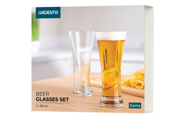 Набір стаканів для пива ARDESTO Siena 380 мл, 2 шт, скло AR2638BS