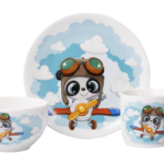 Набір дитячого посуду ARDESTO Panda pilot, 3 предмети, порцеляна AR3451PS