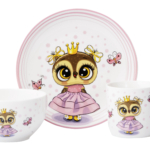 ARDESTO Set of children’s dishes Princess owl , 3 pcs., new bone china AR3453OS