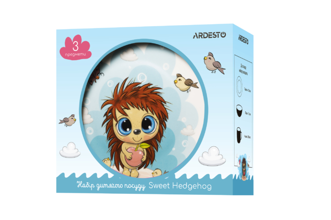 Набір дитячого посуду ARDESTO Sweet hedgehog, 3 предмети, порцеляна AR3455HS
