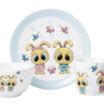 Набір дитячого посуду ARDESTO Bunnies, 3 предмети, порцеляна AR3456BS