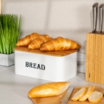 Bread bin ARDESTO Midori, metal/bamboo, white AR4230MW