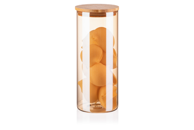 Jar ARDESTO Golden Moon, 1000 ml, round, glass, bamboo AR1310BLRG