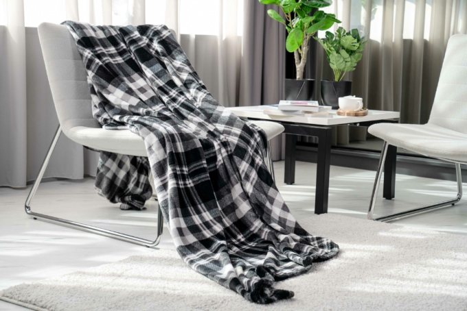 Blanket ARDESTO Flannel, grey check, 160×200 cm ART0101PB