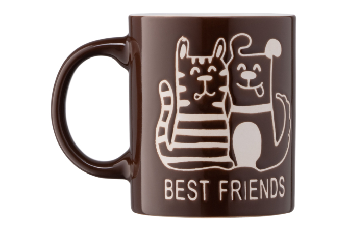 Чашка ARDESTO Best friends, 330 мл, коричневая, AR3471BR