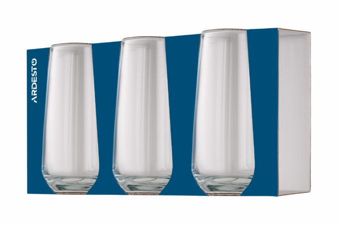 Набор стаканов высоких Gloria Shine ARDESTO 480 мл, 3 шт, стекло AR2648GS