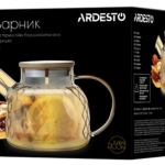 ARDESTO Tea pot Golden Moon, 1000 ml, borosilicate glass, bamboo, AR3010GBH