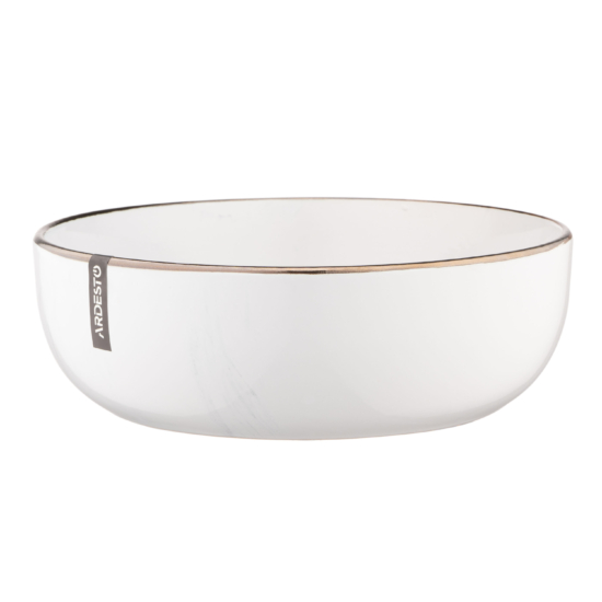 Тарілка супова ARDESTO Marmo, 19 см, біла, кераміка AR2919MRBW