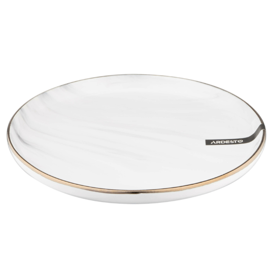 Тарілка десертна ARDESTO Marmo, 19 см, біла, кераміка AR2919MRW