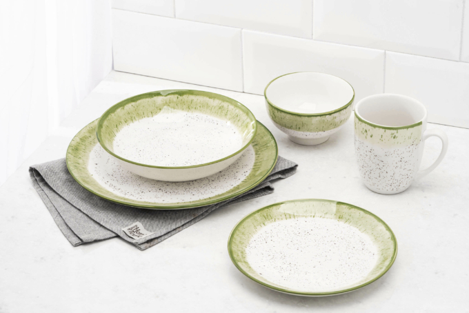 ARDESTO Soup plate Siena, 20cm, porcelain, white-green