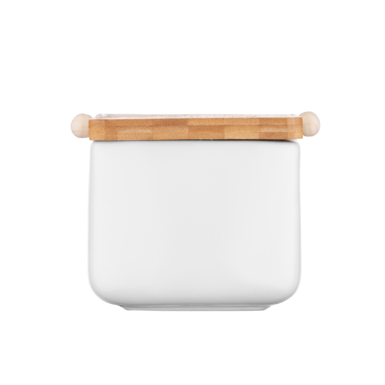 ARDESTO Sugar bowl Midori 12х12х11cm, 840ml, ceramic, bamboo, white AR0907W