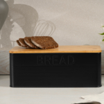 ARDESTO Bread bin Midori 33х18х12cm, metal, bamboo, black AR0912BB