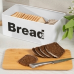 ARDESTO Bread bin Midori 33х18х13cm, metal, bamboo, white AR0912WB
