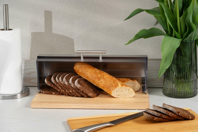 ARDESTO Bread bin Gemini 39х27х15cm, wood, plastic, stainless steel AR0914GB