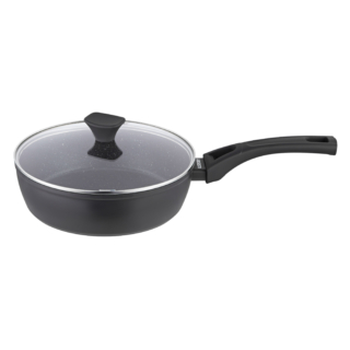 ARDESTO Deep Fry pan with lid Gemini Livorno, 24cm, aluminium, black AR1224A