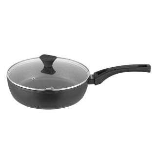ARDESTO Deep Fry pan with lid Gemini Livorno, 26cm, aluminium, black AR1226A