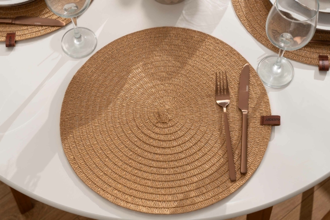 ARDESTO Serving mat, 38cm, polyester, paper twine, round AR3317