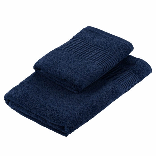 ARDESTO Terry towel set Lotus 50х90cm, 70х140cm, 2pcs, 100% cotton, dark blue ART2357DB