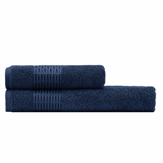 ARDESTO Terry towel set Lotus 50х90cm, 70х140cm, 2pcs, 100% cotton, dark blue ART2357DB