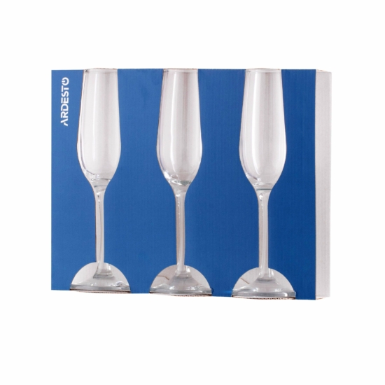 ARDESTO Champagne glasses set Gloria, 215ml, 3pcs, glass, transparent AR2621GCT