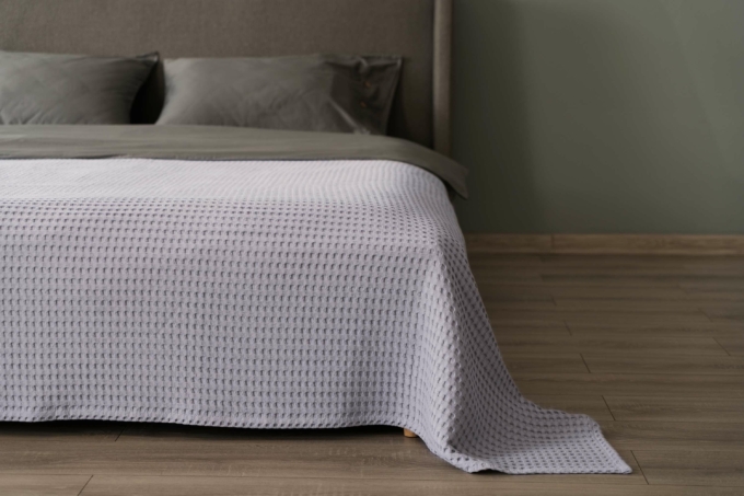 ARDESTO Pique blanket, 220x230cm, 100% cotton, light grey ART0822PL