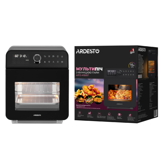 ARDESTO Air Fryer, 2250W, bowl-15l, touch control, 40-220°C, metal/plastic, white-black AIFO-A150ST
