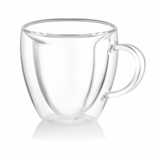 ARDESTO Double wall Mug Set with handle, 330ml, 2pcs, borosilicate glass, transparent AR2633BHL