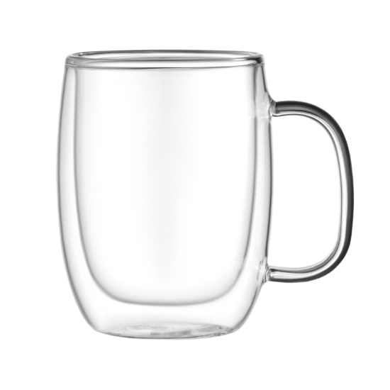 ARDESTO Double wall Mug Set with handle, 350ml, 2pcs, borosilicate glass, transparent AR2635BWH