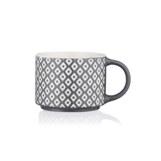 ARDESTO Mug Weaving E, 330ml, new bone china, white-black