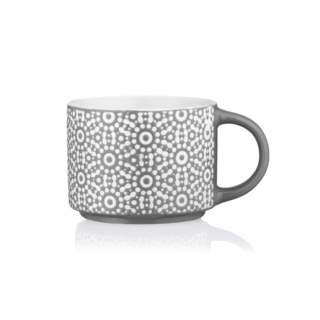 ARDESTO Mug Weaving G, 330ml, new bone china, white-black