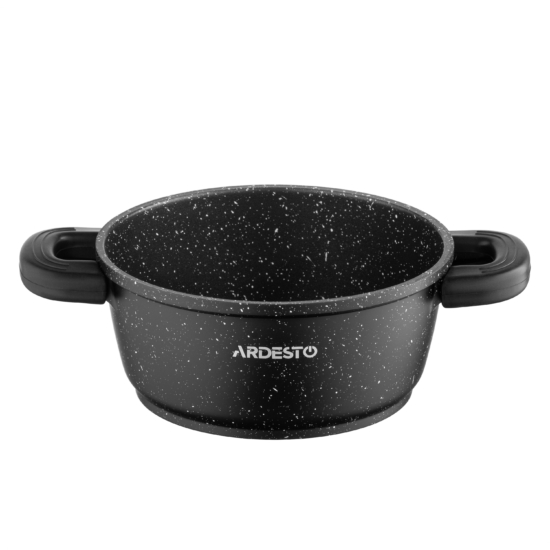 ARDESTO Casserole with glass lid Gemini Anzio, (16 cm), 1.2l, aluminium, black