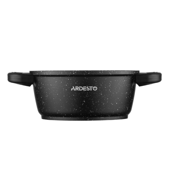 ARDESTO Casserole with glass lid Gemini Anzio, (16 cm), 1.2l, aluminium, black