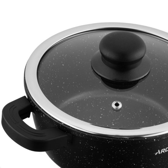 ARDESTO Casserole with glass lid Gemini Anzio, (18 cm), 1.8l, aluminium, black