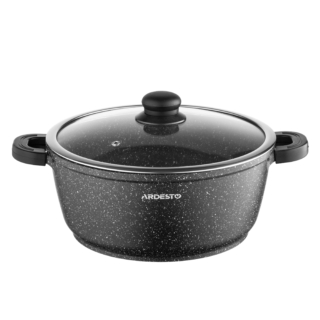 ARDESTO Casserole with glass lid Gemini Anzio, (26 cm), 5l, aluminium, black