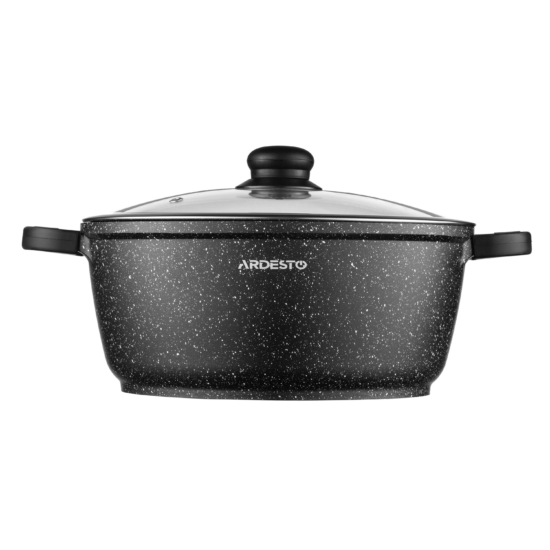 ARDESTO Casserole with glass lid Gemini Anzio, (26 cm), 5l, aluminium, black