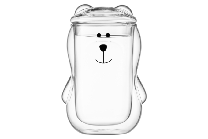 ARDESTO Double wall Mug Set with a lid Animals, 300ml, 2pcs, borosilicate glass, transparent AR2630BBR