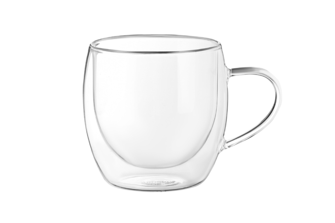 ARDESTO Double Wall Mug Set with handles, 300ml, 2pcs, borosilicate glass, transparent AR2630BHR