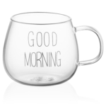 ARDESTO Mug Set with handles Good Morning, 350ml, 2pcs, borosilicate glass, transparent AR2635BMR