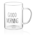 ARDESTO Mug Set with handles Good Morning, 420ml, 2pcs, borosilicate glass, transparent AR2642BMR