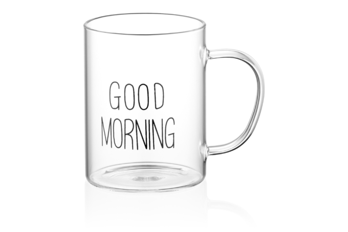 ARDESTO Mug Set with handles Good Morning, 420ml, 2pcs, borosilicate glass, transparent AR2642BMR