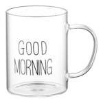 ARDESTO Mug Set with handles Good Morning, 420ml, 2pcs, borosilicate glass, transparent AR2642BMR