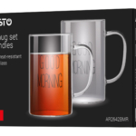 ARDESTO Mug Set with handles Good Morning, 420ml, 2pcs, borosilicate glass, transparent AR2642BMR