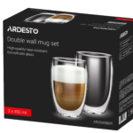 ARDESTO Double Wall Mug Set, 450ml, 2pcs, borosilicate glass, transparent AR2645BGR