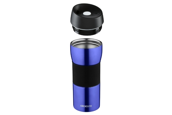 ARDESTO Travel mug Easy travel 450 ml, s/s, silocone, blue